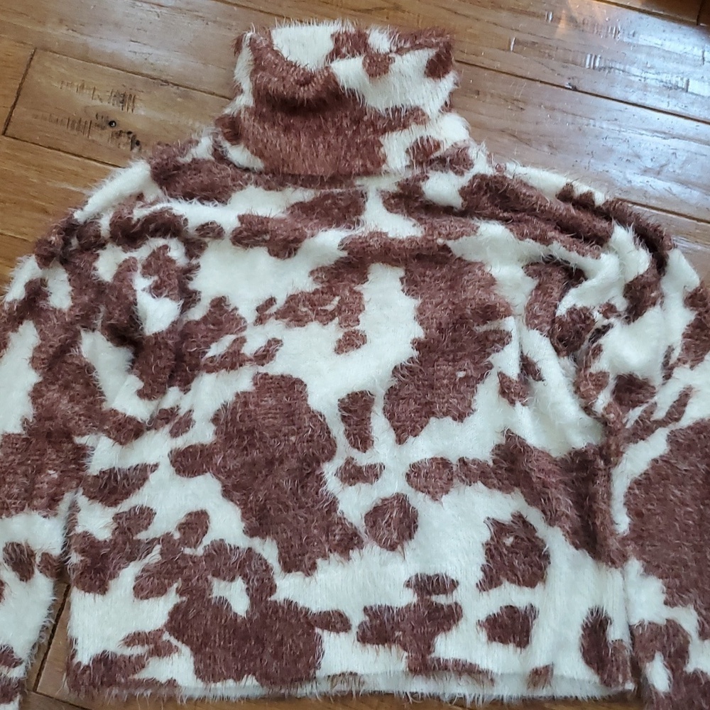 Show Me Your MuMu Frances Holy Cow Knit Brown and White Cow Sweater